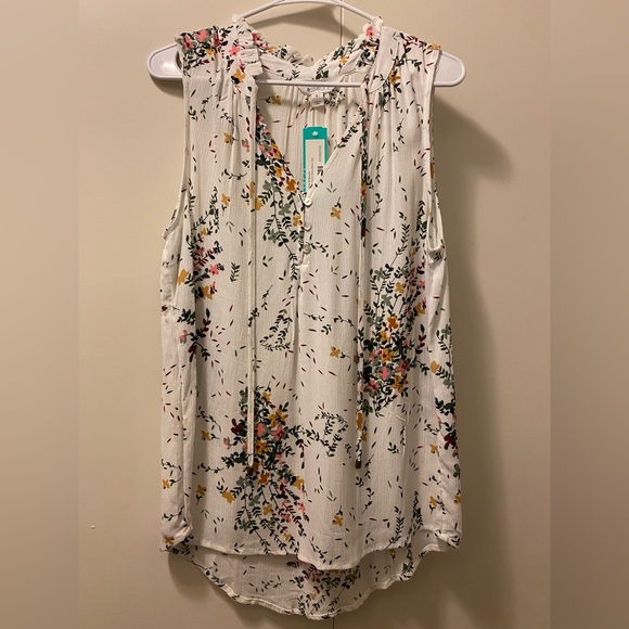 White Floral Sleeveless Top (multicolor) - Picture 2 of 13
